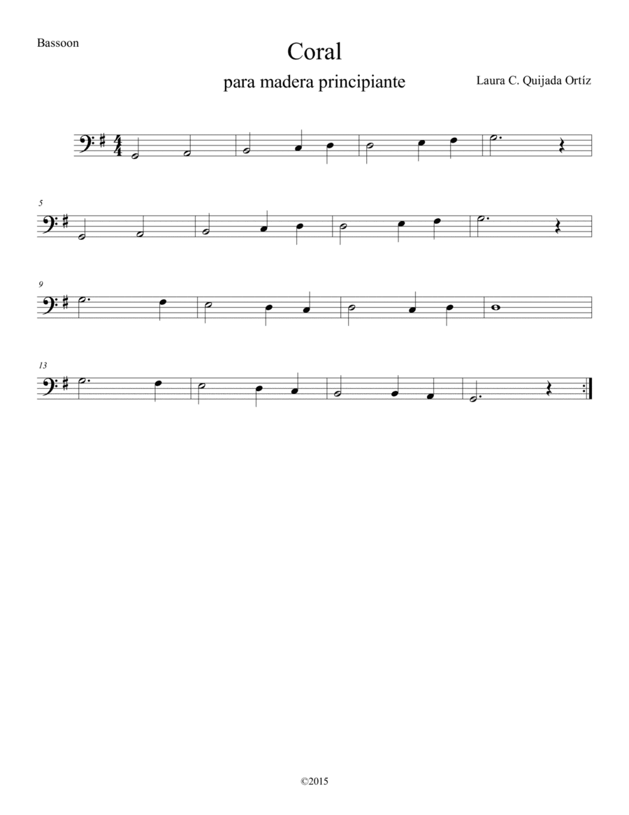 Coral para Madera, nivel principiante. BASSOON PART.