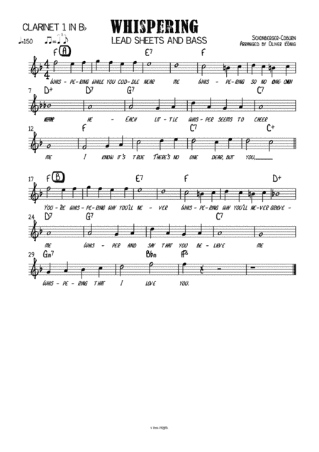 Whispering for Clarinet (arr. Oliver König)