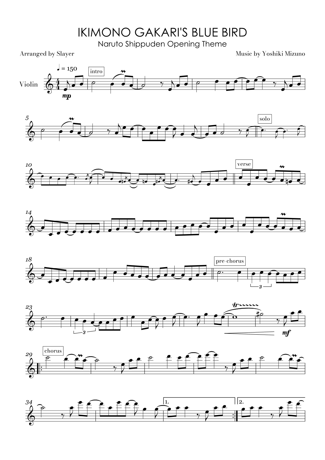 Ikimono Gakari's Blue Bird (arr. Slayer)