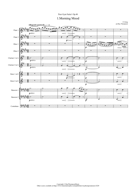 Grieg: Peer Gynt Suite No.1 Op.46 Mvt.1 Morning Mood (Original Key) - symphonic wind ensemble (arr. Ray Thompson)