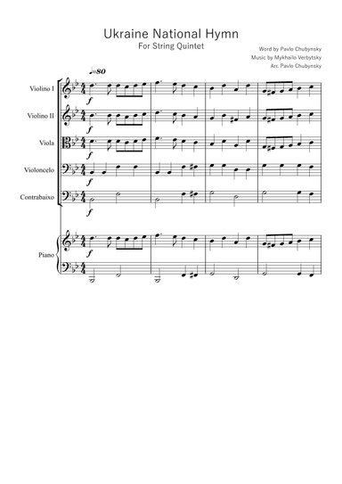 Ukraine National Hymn (arr. Pavlo Chubynsky)