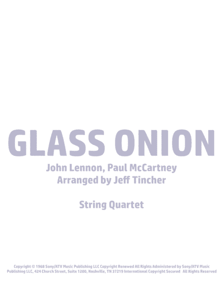 Glass Onion (arr. Jeff Tincher)