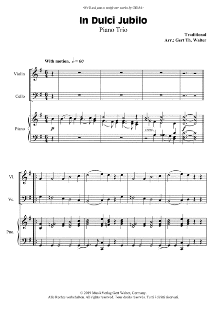 In Dulci Jubilo (arr. Gert Th. Walter)