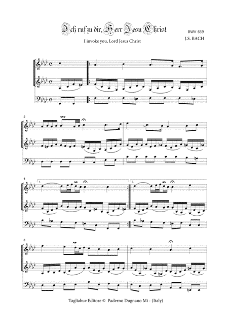 BACH J.S. - BWV 639 -  ICH RUF DIR, HERRE JESU CHRIST - For Organ (arr. Marcello Meneguzzo)