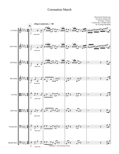 Coronation March (Db) (String Octet - 4 Violins, 2 Violas, 1 Cello, 1 Bass) (arr. Regis Bookshar)