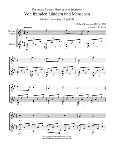 Von fremden Landern / Far Away Places for violin or flute and guitar (arr. Amadeus Music)