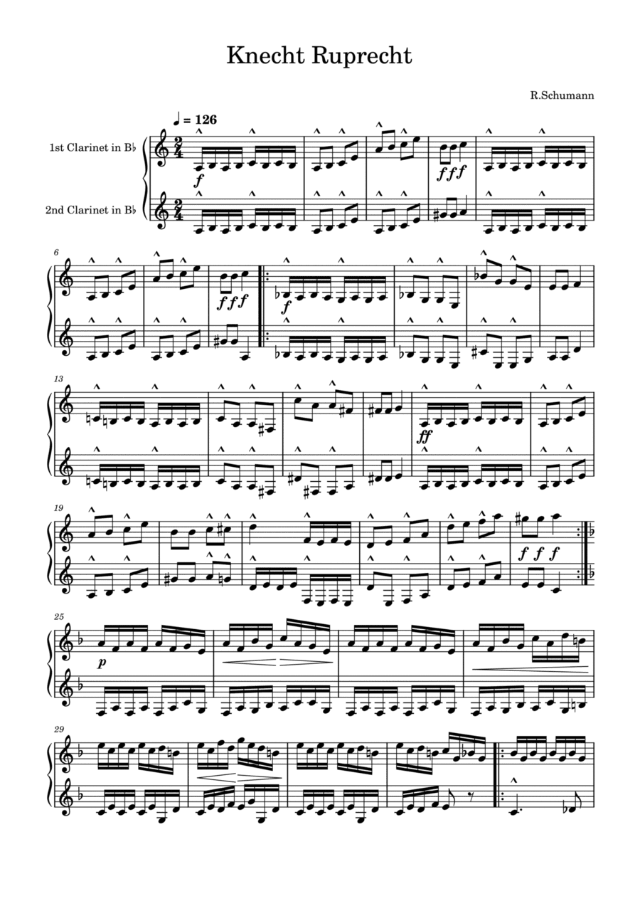 R.Schumann: Knecht Ruprecht for two clarinets (arr. Saho Omukai)