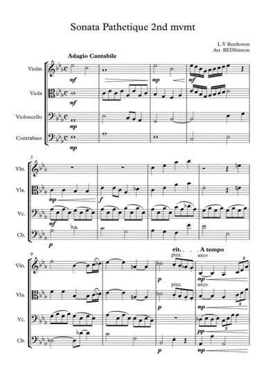 Sonata 'Pathetique' 2nd movement (arr. Barry Stinton)