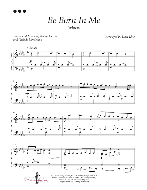 Be Born In Me (mary) (arr. Lorie Line)