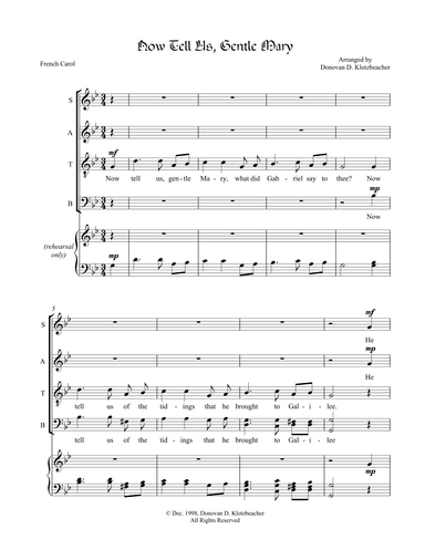 Now Tell Us, Gentle Mary (arr. Donovan D. Klotzbeacher)