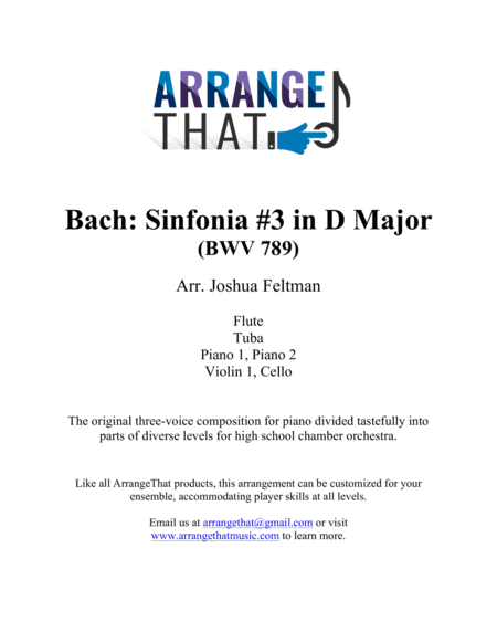 Bach: Sinfonia #3 in DM, BWV 789 (arr. Joshua Feltman)