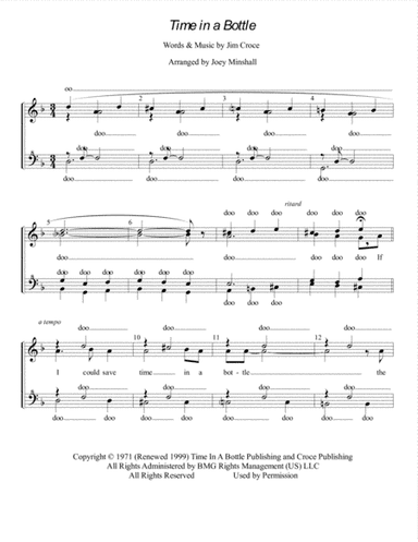 Time In A Bottle (arr. Joey Minshall)