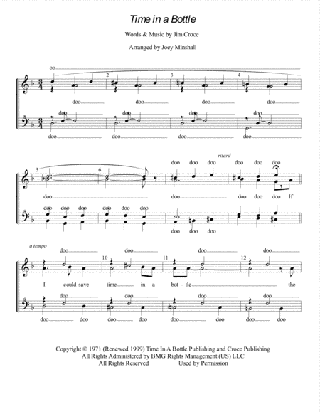 Time In A Bottle (arr. Joey Minshall)
