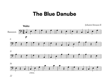 Johann Strauss II - The Blue Danube for Bassoon Solo (arr. Cadenza Editions)