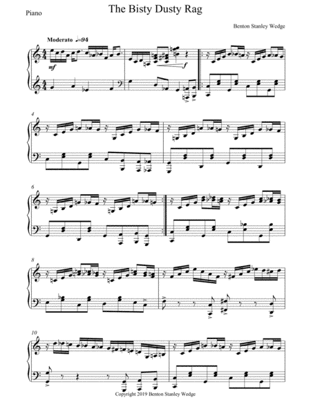 Bisty Dusty Rag for Solo Piano