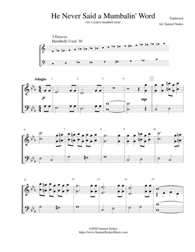 He Never Said a Mumbalin' Word (They Crucified My Lord) - for 3-octave handbell choir (arr. Samuel Stokes)