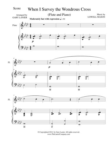WHEN I SURVEY THE WONDROUS CROSS (Flute/Piano and Flute Part) (arr. Gary Lanier)