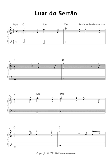 Luar do Sertão (Very easy piano) (arr. Guilherme Veroneze)