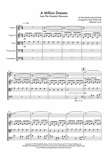 A Million Dreams (arr. Susie Winkworth winkmusic.co.uk)