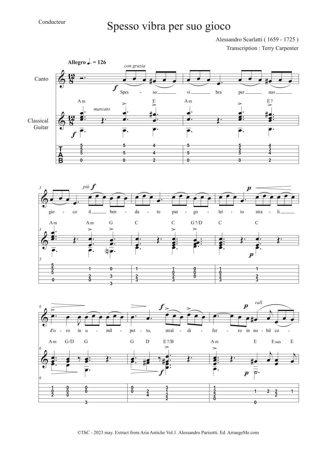 Spesso vibra per suo gioco ( Extract from Aria Antiche Vol.1) (arr. Terry Carpenter)