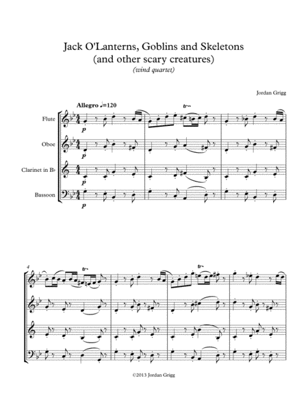 Jack O'Lanterns, Goblins and Skeletons (and other scary creatures) (wind quartet)