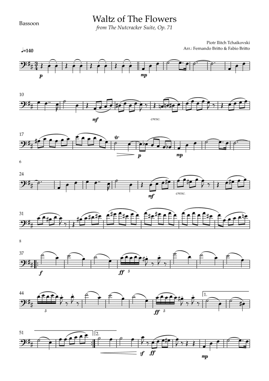 Waltz of The Flowers - from Nutcracker (P. I. Tchaikovsky) for Bassoon Solo (arr. Fabio Britto)