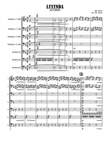 Albeniz Leyenda / Asturias for Cello Choir or 5 Cellos (arr. Tony Rogers)