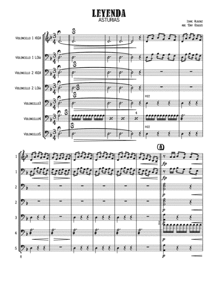 Albeniz Leyenda / Asturias for Cello Choir or 5 Cellos (arr. Tony Rogers)