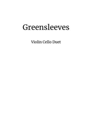 Greensleeves (arr. James Allen Shimanek)