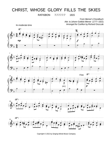 Christ, Whose Glory Fills the Skies (RATISBON) (arr. Richard Giszczak)