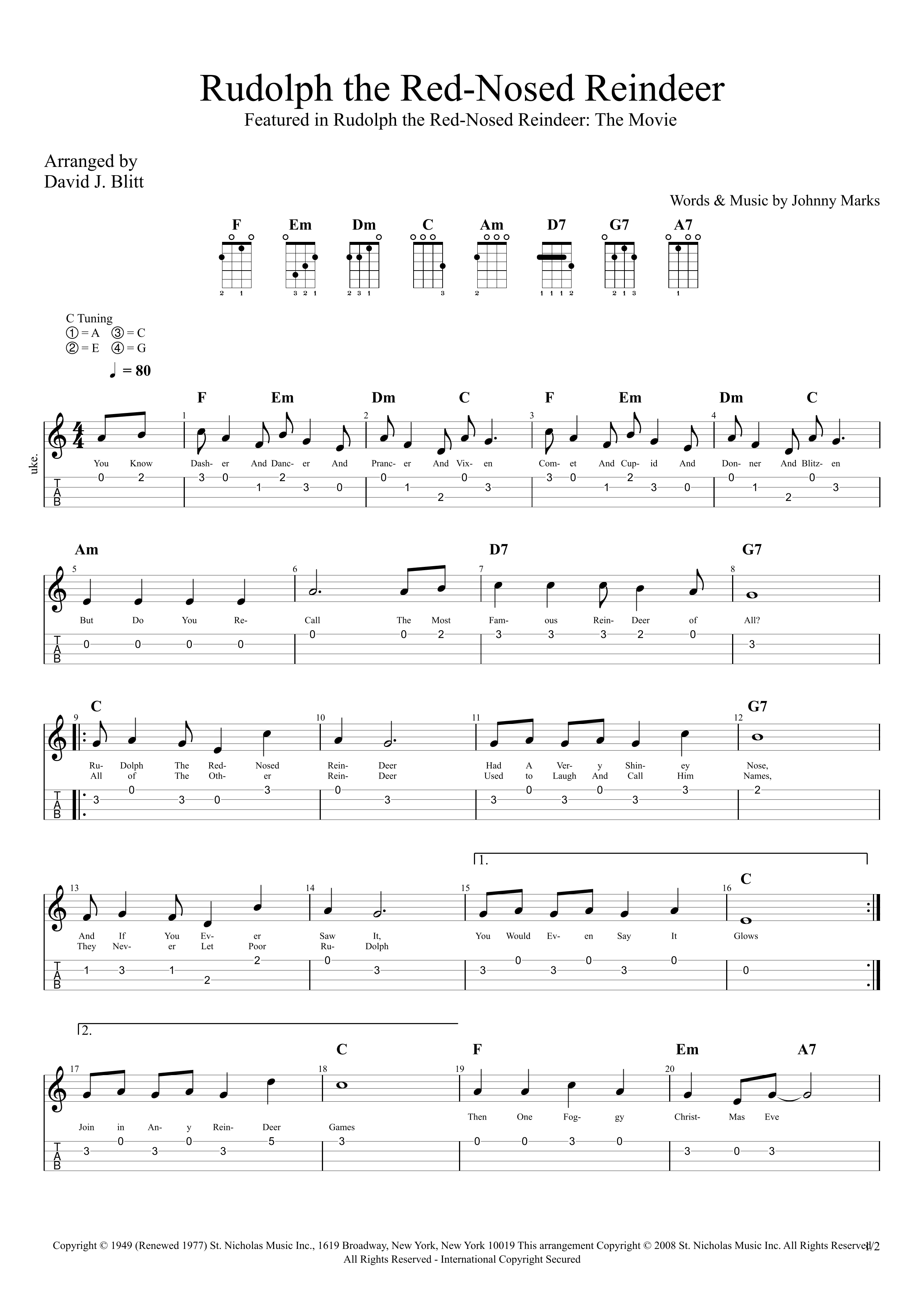 Rudolph The Red-nosed Reindeer (arr. David J. Blitt)