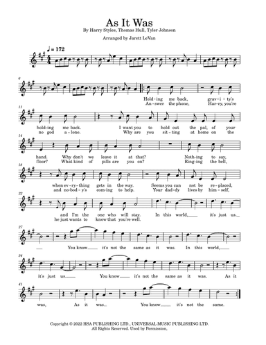 As It Was (arr. Jarett LeVan)