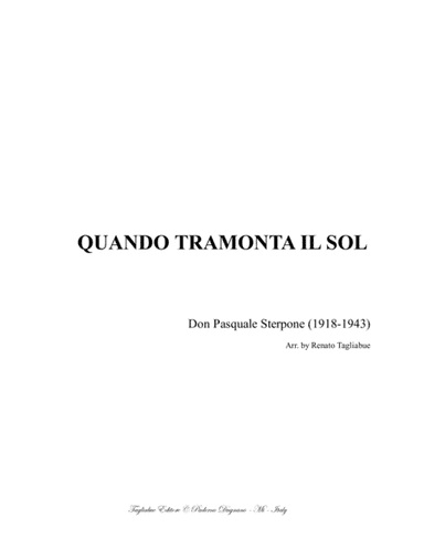 QUANDO TRAMONTA IL SOL - Arr. for Cantus and Organ (arr. Renato Tagliabue)
