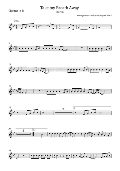 Take My Breath Away (love Theme) (arr. Melquisedeque C.Silva)