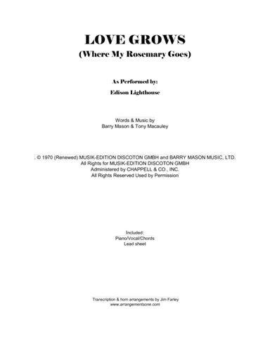 Love Grows (where My Rosemary Goes) (arr. Jim Farley www.arrangementsone.com)
