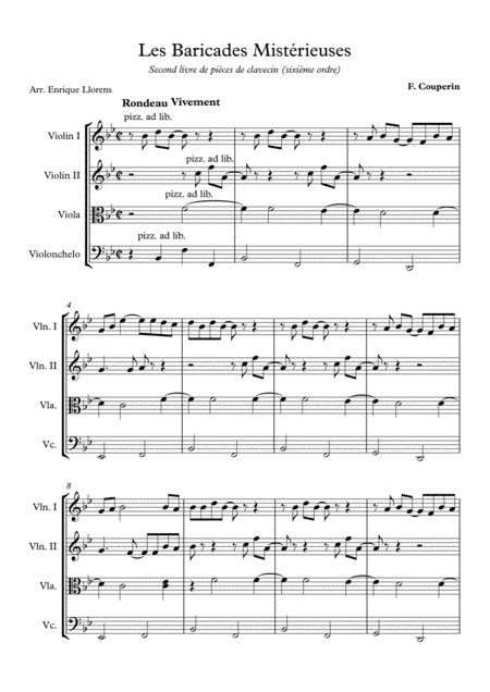 Les Barricades Mystérieuses - String quartet (arr. Enrique Llorens)