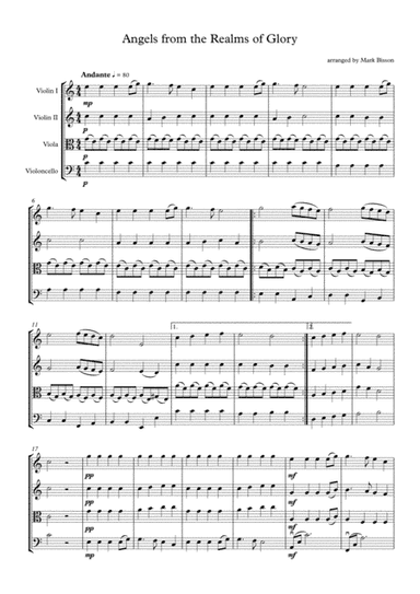 Angels From The Realms Of Glory (String Quartet) (arr. Mark Bisson)