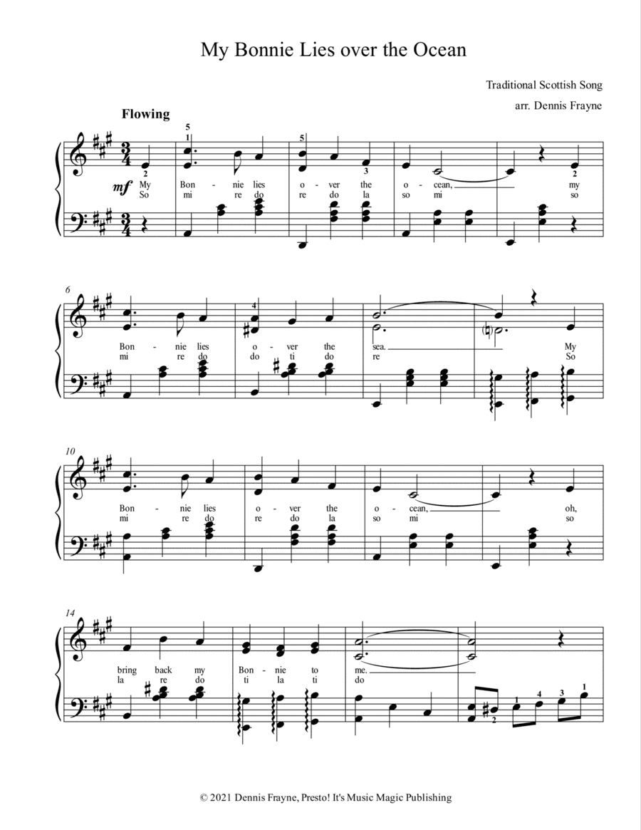 My Bonnie Lies over the Ocean (arr. Dennis Frayne)