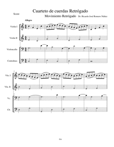 cuarteto para violín I , violín II , Violoncello y contrabajo