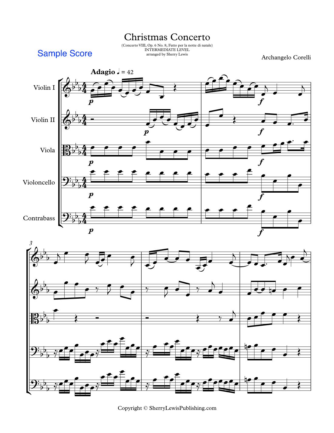 CHRISTMAS CONCERTO - ADAGIO & ALLEGRO - STRING ORCHESTRA - Concerto VIII Op. 6 No. 8, Fatto per la n (arr. Sherry Lewis)