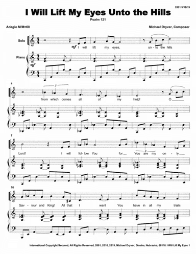 I Will Lift My Eyes Unto the Hills (Psalm 121 Contemporary Anthem)