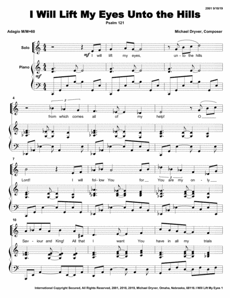 I Will Lift My Eyes Unto the Hills (Psalm 121 Contemporary Anthem)