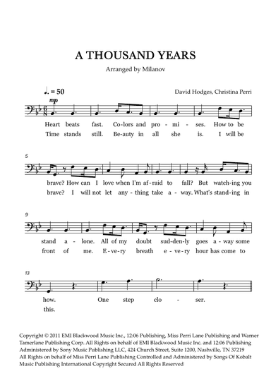 A Thousand Years (arr. Milanov)