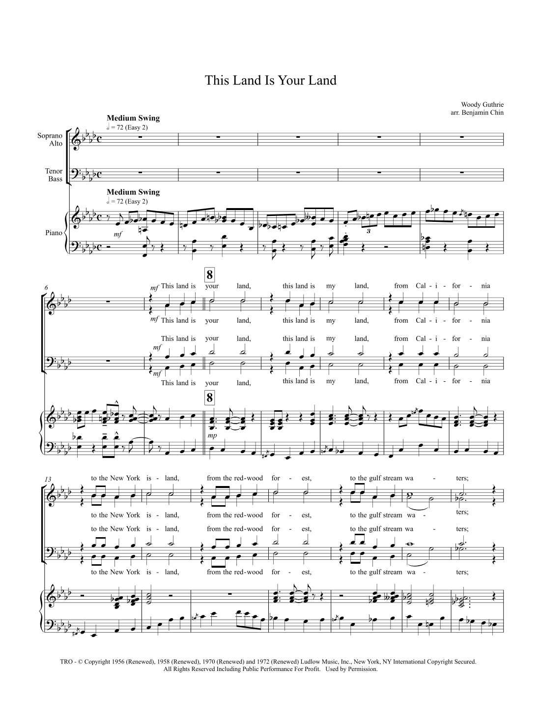 This Land Is Your Land (arr. Benjamin Chin)