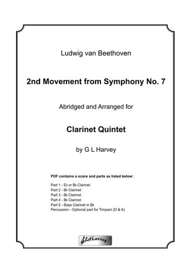 2nd Movement from Beethoven Symphony No.7 for Clarinet Quintet (arr. G L Harvey)