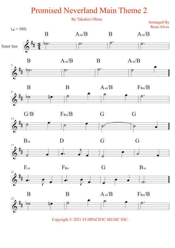 Promised Neverland Main Theme 2 (arr. Rene Alves)
