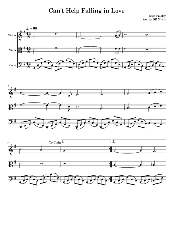 Can't Help Falling In Love (arr. DK Music)
