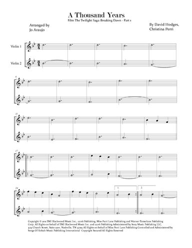A Thousand Years (arr. Jo Araujo)