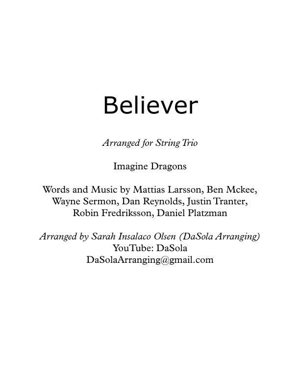 Believer (arr. DaSola Arranging)
