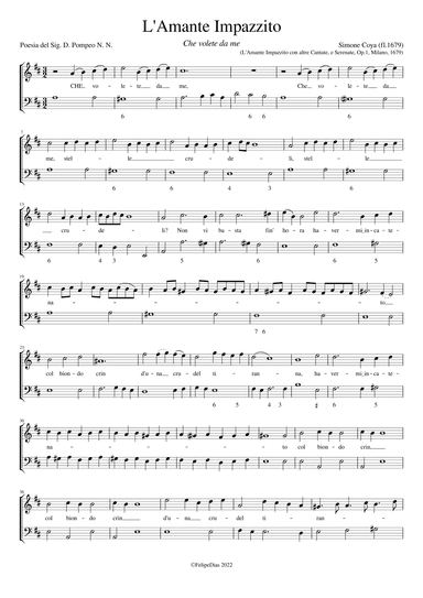 L'Amante Impazzito (arr. Early Music Scores)